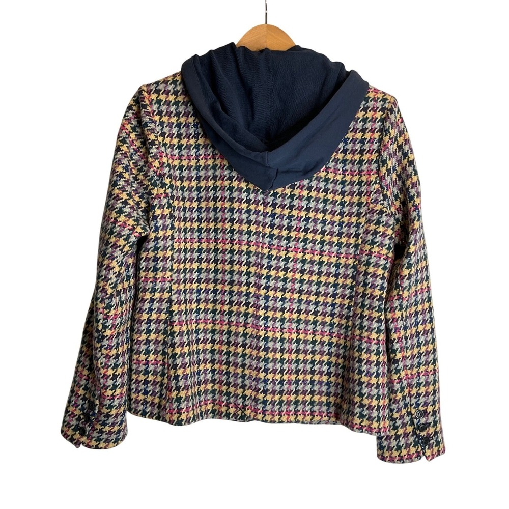 NEW Central Park West Wool Blazer Colorful Houndstooth Dickie Hoodie Preppy M - Picture 4 of 12